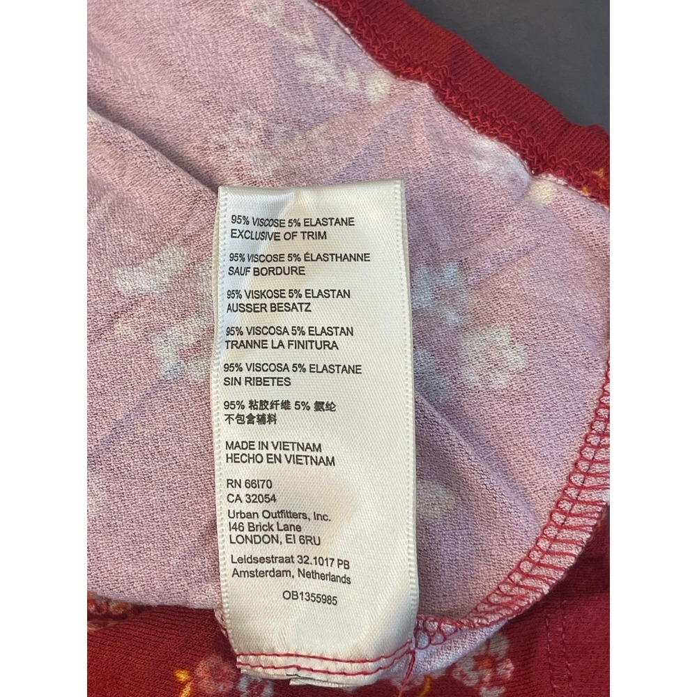 Free People NWT red floral dress babydoll L/S rufflecuff sz L Boho cottage artsy - Picture 6 of 6